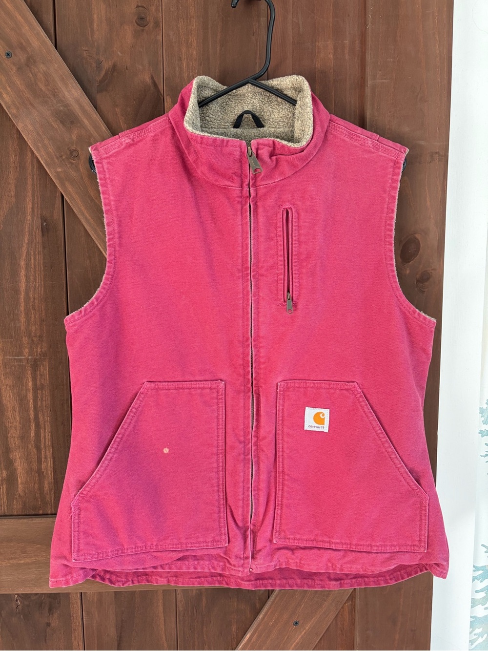 Carhartt Pinkish Red Sherpa-Lined Vest